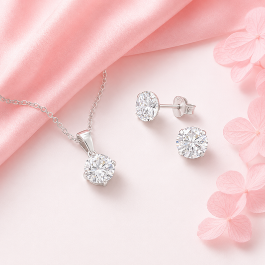 CELESTE | Solitare CZ Studs and Necklace